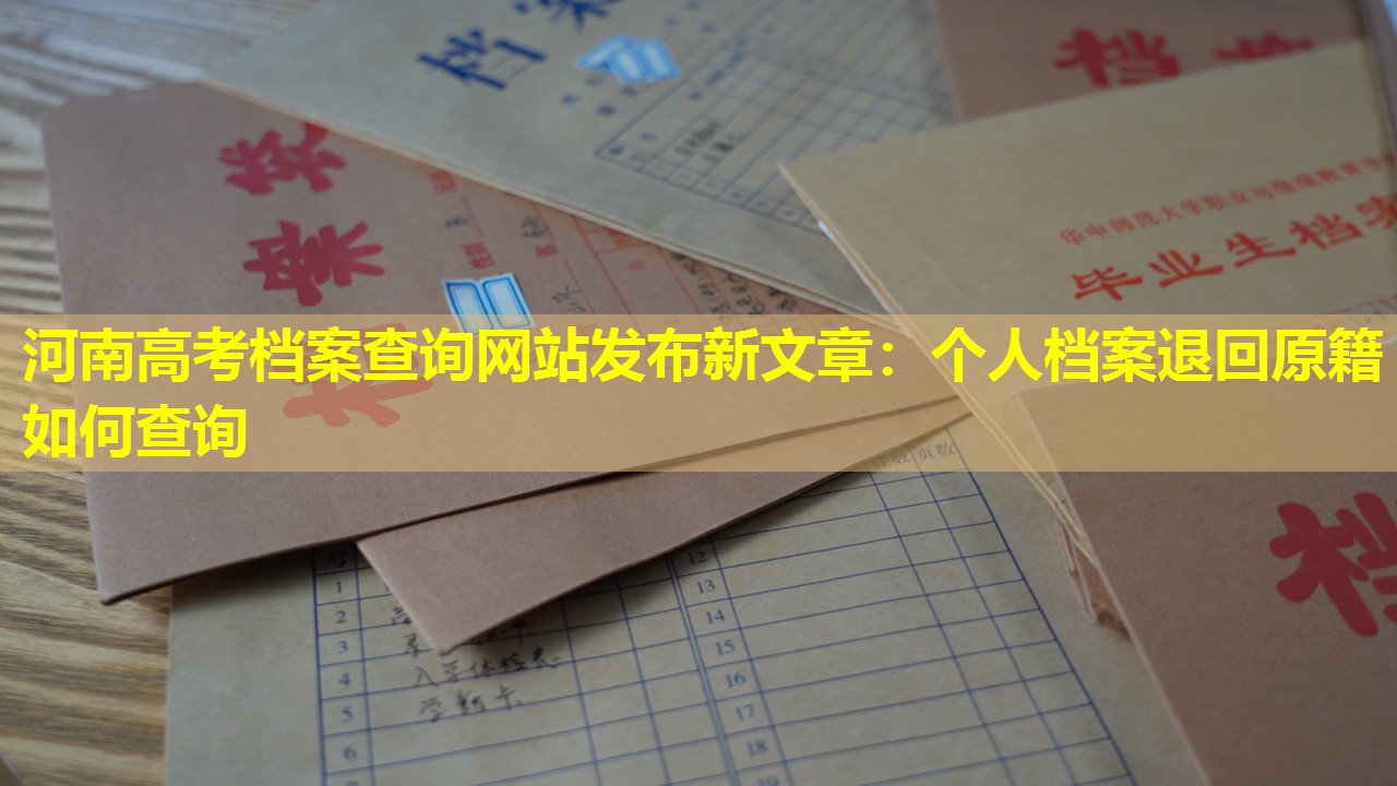 河南高考档案查询网站发布新文章：个人档案退回原籍如何查询
