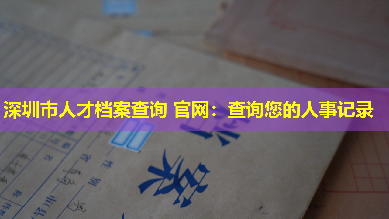 深圳市人才档案查询 官网：查询您的人事记录
